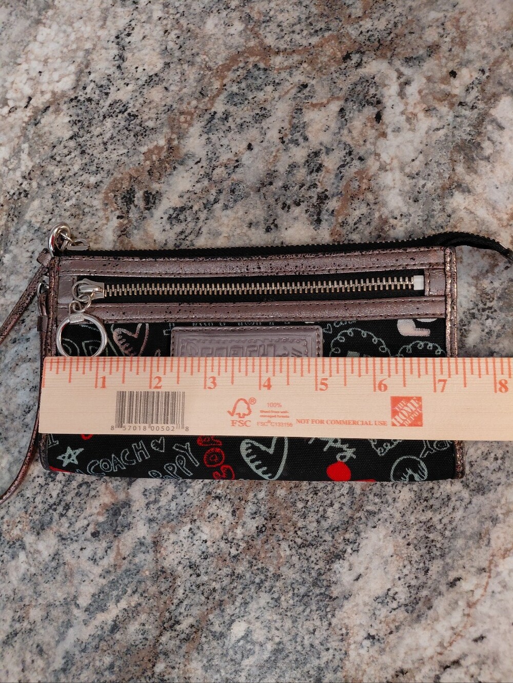 Coach Poppy Black & Red Wristlet Wallet W/Bronze Trim - Picture 5 of 9